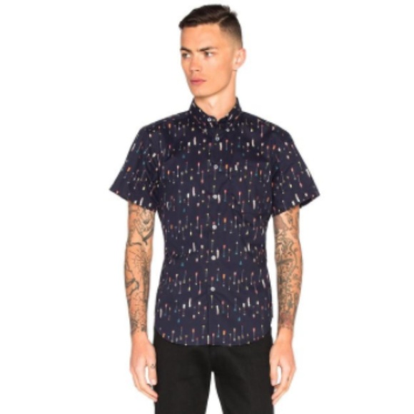 Naked & Famous Arrow Print Short Sleeve NWOT 09/24 - Picture 1 of 9